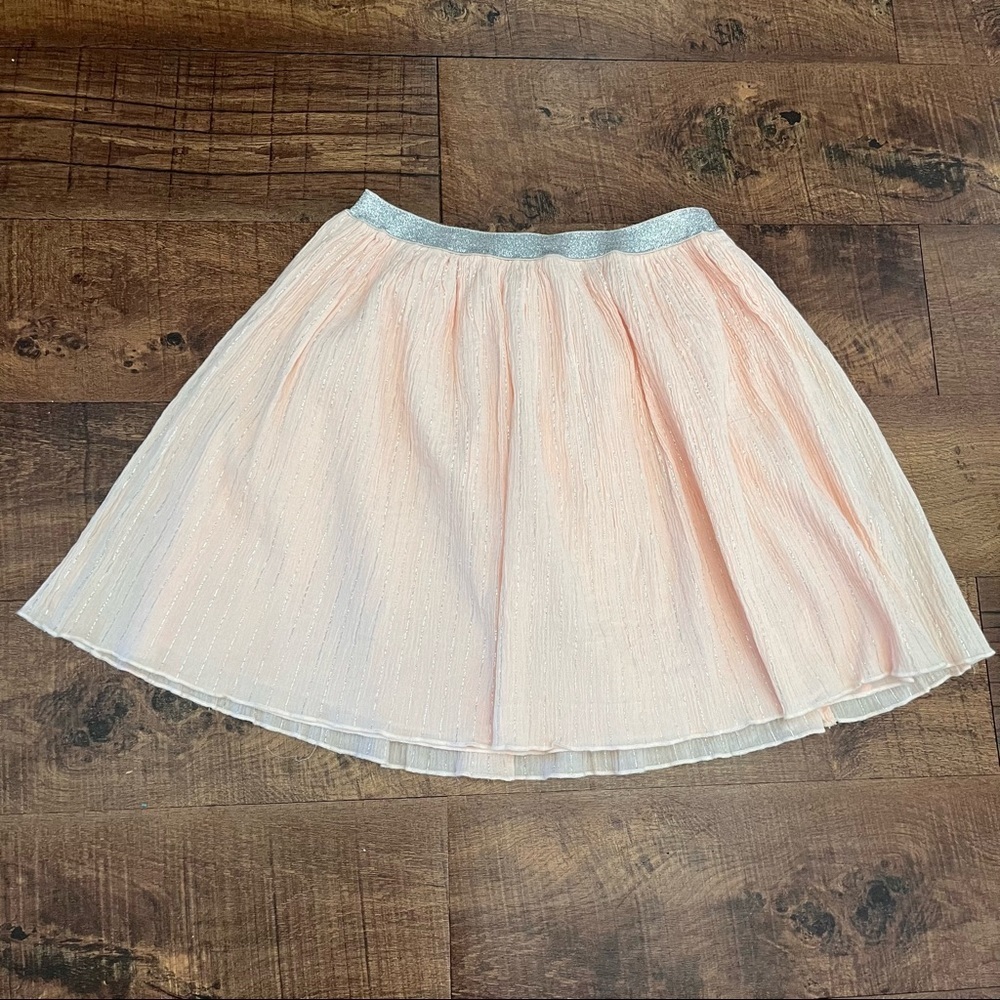 NWT peek brand girls lined skirt peach pink sparkly metallic silver gray